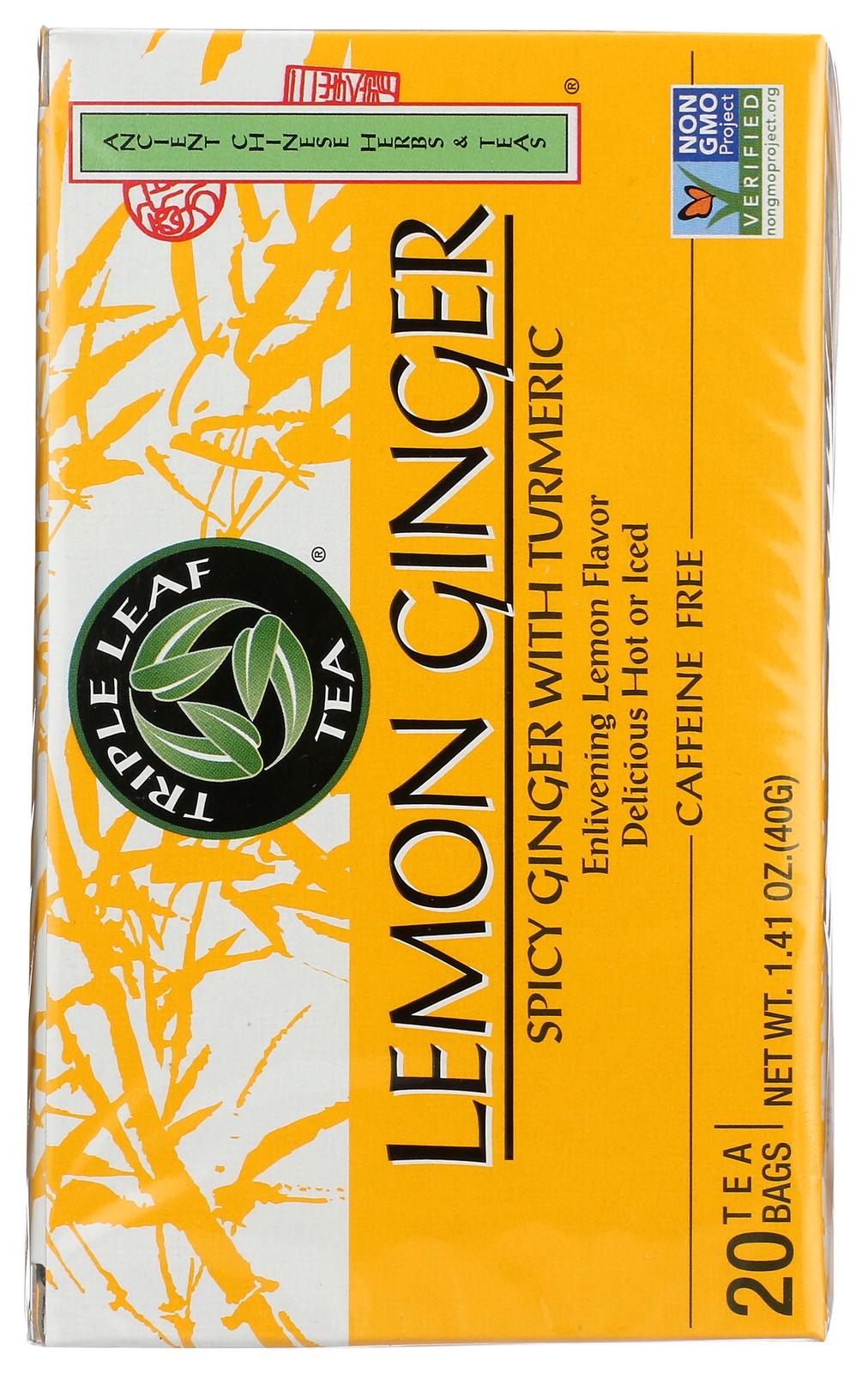 Triple Leaf Tea Lemon Ginger Herbal 20 Bags 1.41 Oz 3 Pack