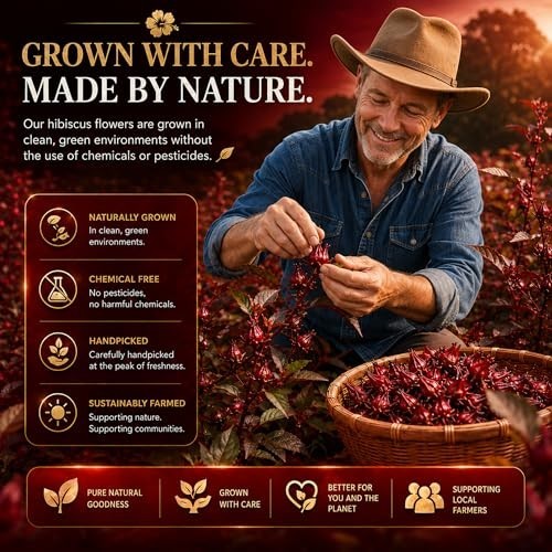 Premium 80 Hibiscus Flowers Tea Bags, 100% Natural, Handmade & Pure from Hibi