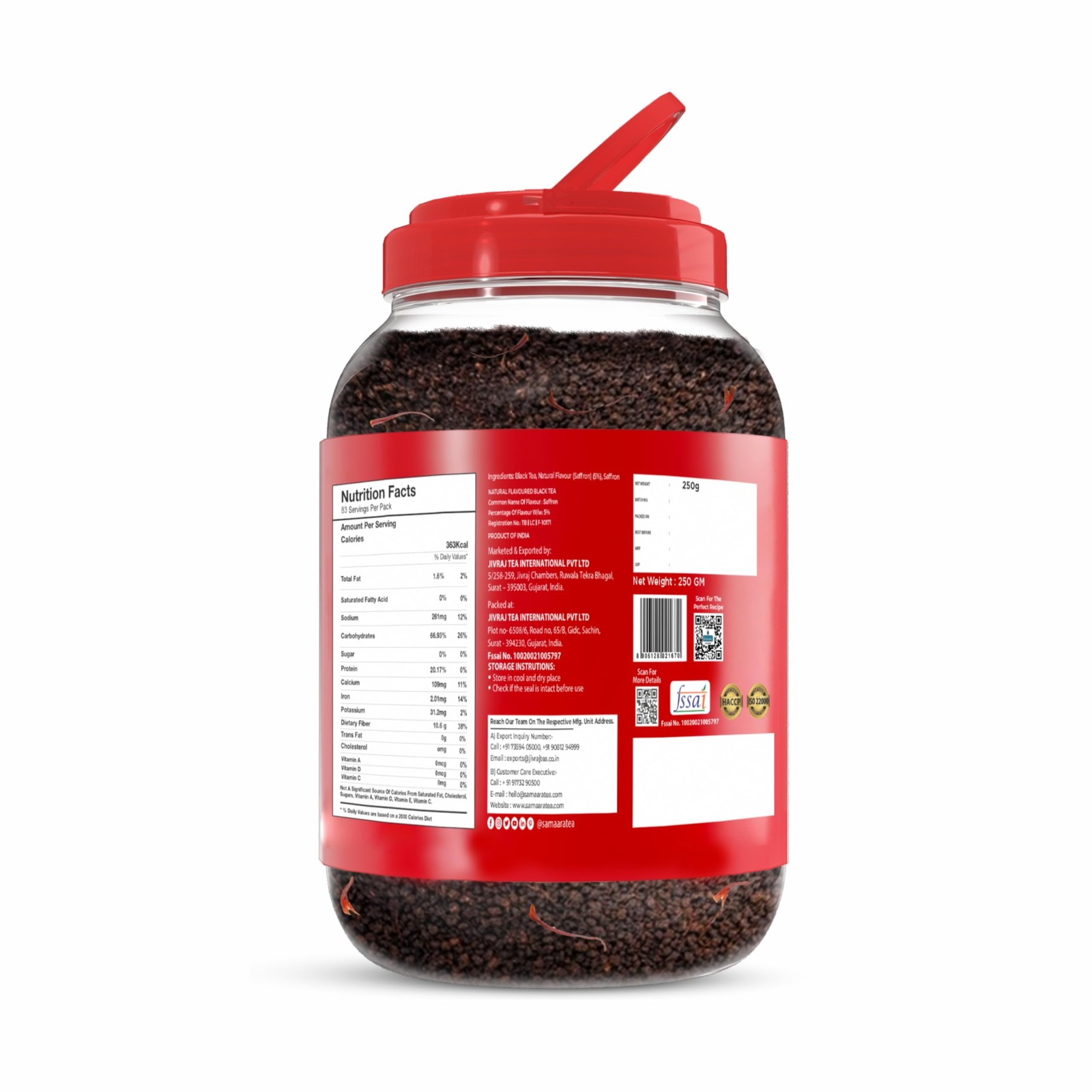 Samaara Saffron Tea 250g | Flavored CTC Assam Black Tea, Kesar Chai Patti