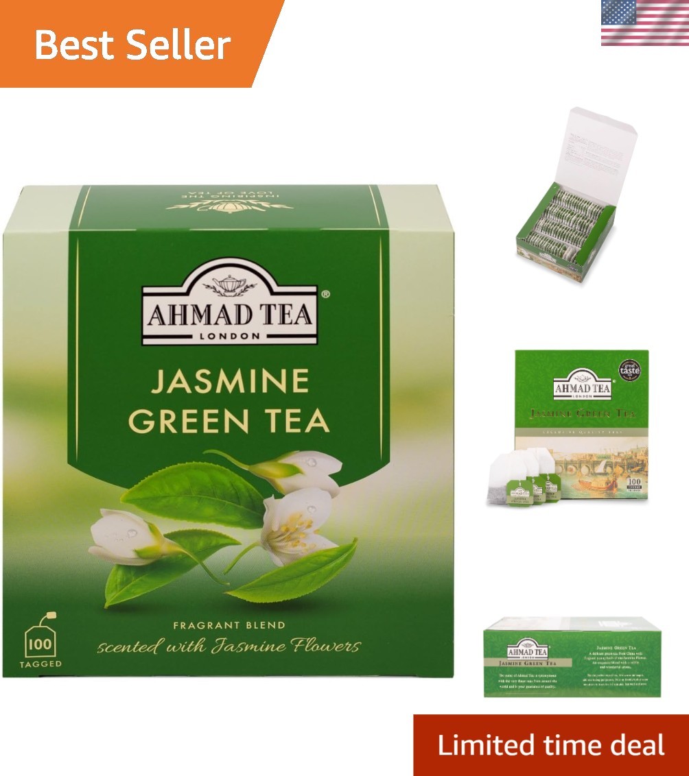 Jasmine Green Tea, Tagged Teabags without envelopes, 100 Count