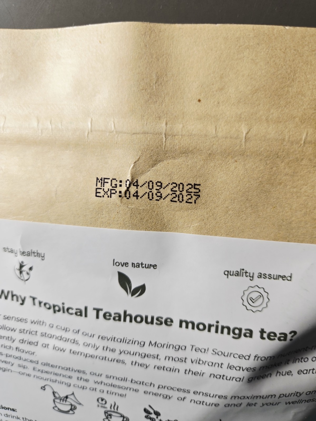 Tropical Teahouse 40 Pure Moringa Tea Bags – 2.82oz – Natural Moringa. Exp4/9/27