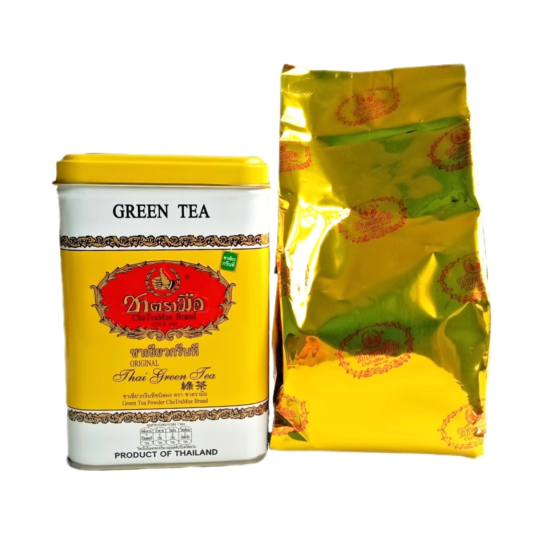 ChaTraMue Thai Green Tea, No Artificial Colors – 3 Tins, 150 Bags Total【US DDP】