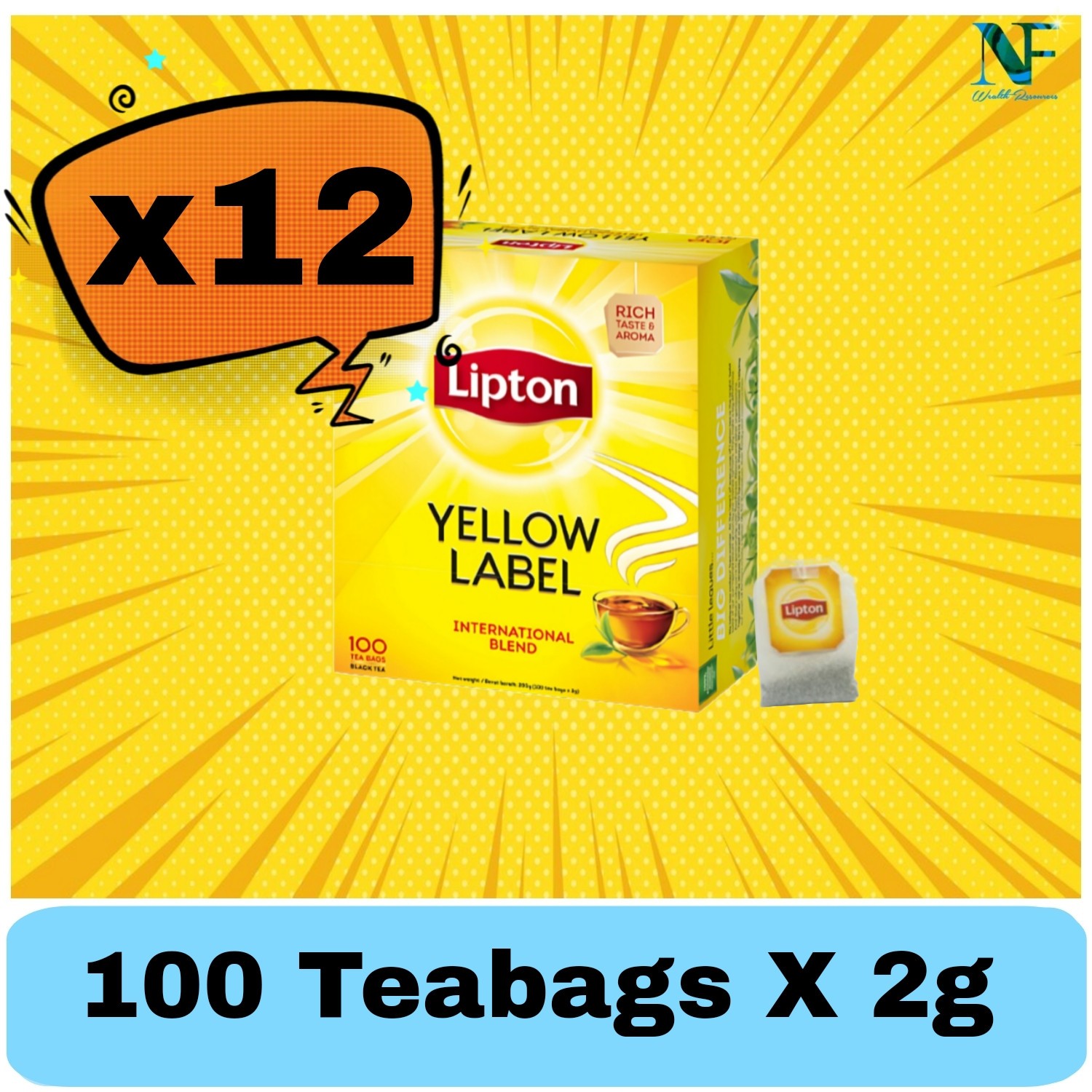 12x 100 x 2g Lipton Black Tea Blend Yellow Label Bags America’s Favorite Tea