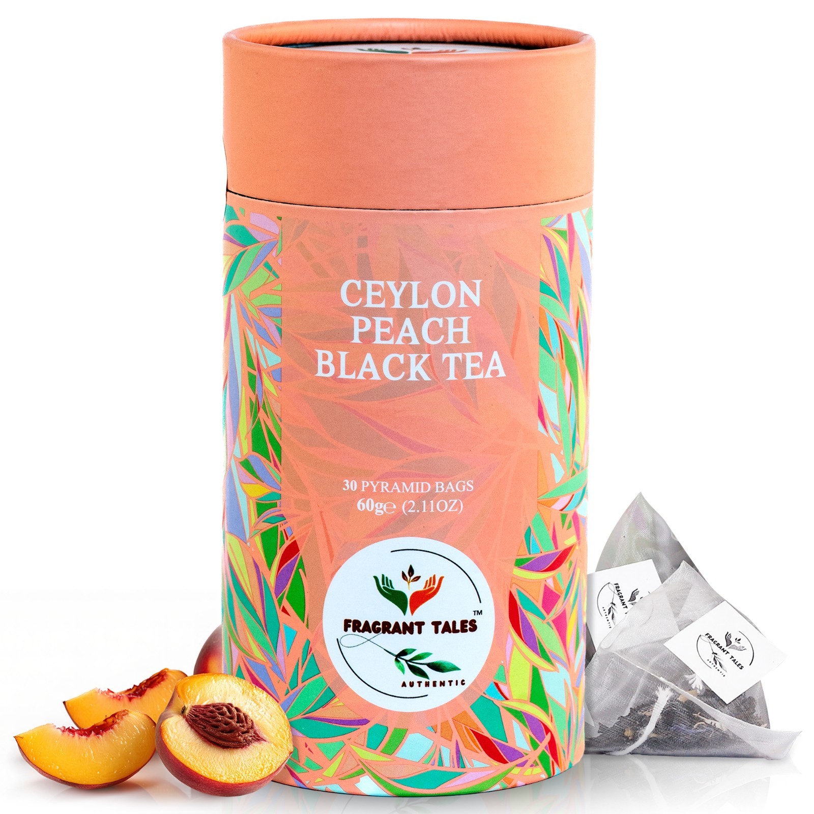 Premium Ceylon Black Tea (European blend|) Subtle Peach Infusion | 30 Tea Bags