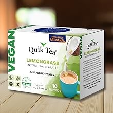 QuikTea Instant Vegan Turmeric Ginger Chai Tea Latte – 10 Count, earthy