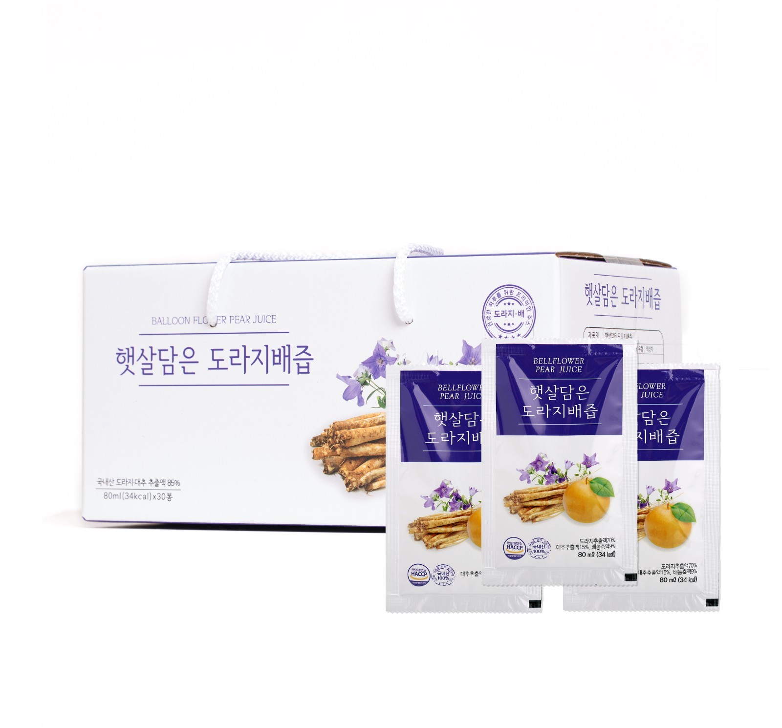 Haein Bellflower & Pear Juice 80ml x 30 pouches | Korean Herbal Drink 3yr Root