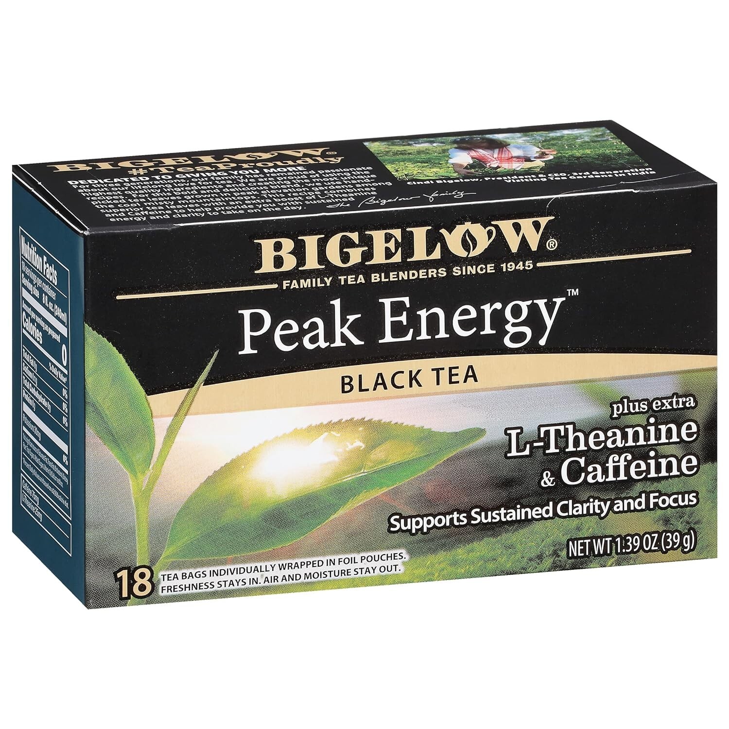 Bigelow 18-Tea Bags PEAK ENERGY Black Tea Supports Clarity & Focus * BB 9/2025 *