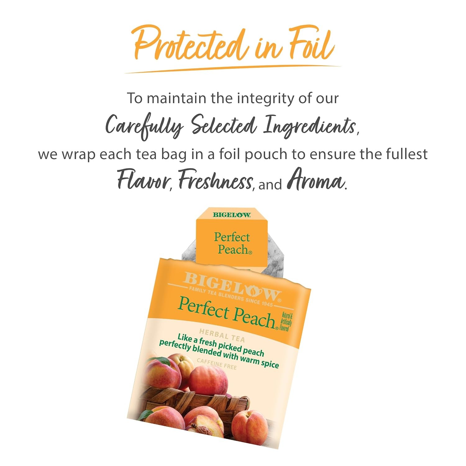 Bigelow Perfect Peach Herbal Tea 20 Bags (Pack of 6), 120 Tea Bags Total