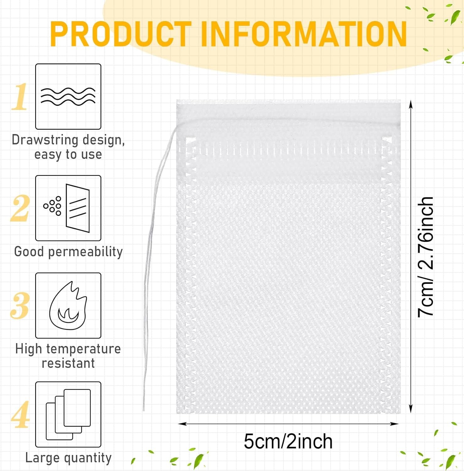 Disposable Tea Bags Bulk 1000 pcs Drawstring Filter Sachets for Loose Tea