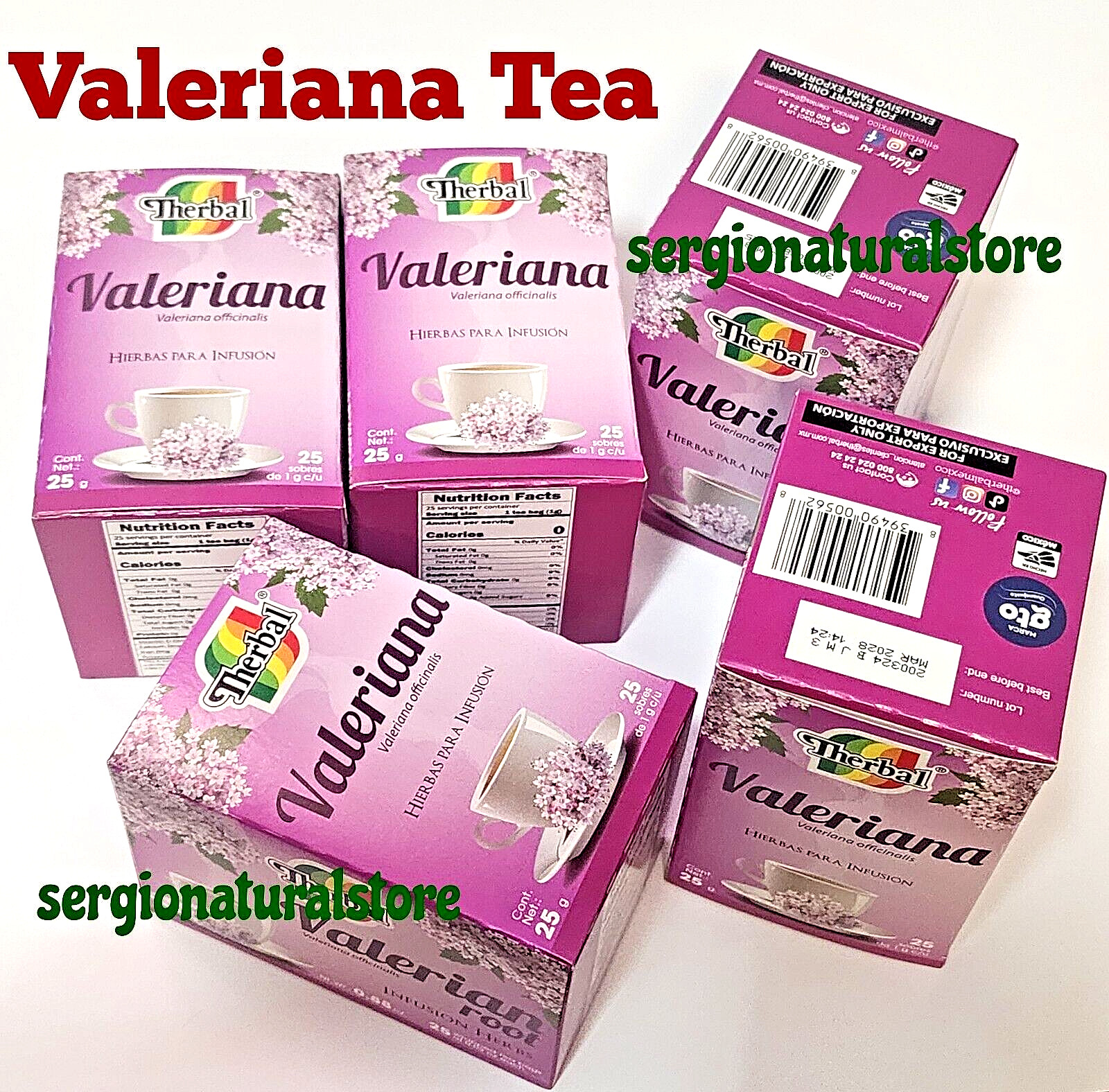 5 Packs Te de Valeriana Root Tea 125 bags (Veleriana edulis) Caffeine Free
