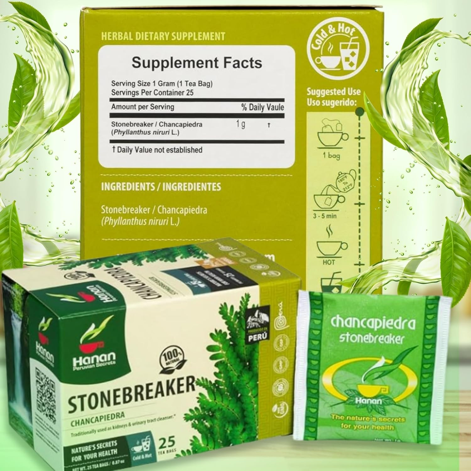 Hanan Chanca Piedra Tea – 25 Teabags of Chanca Piedra Stone Breaker Tea Leaves W