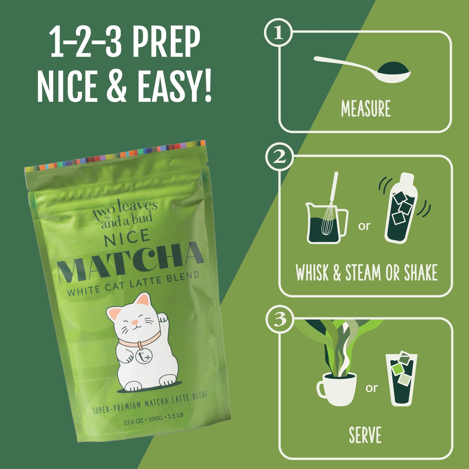Two Leaves and a Bud Nice Matcha Sweetened Latte Blend, Japanese Matcha Latte…