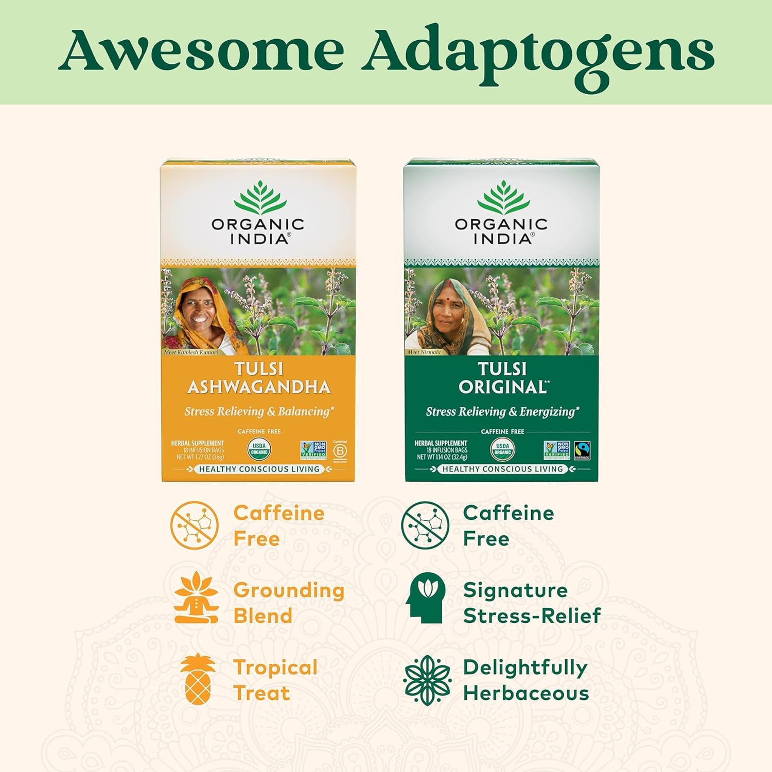 Organic India Tulsi Original Herbal Tea – Holy Basil and African Basil Calming a