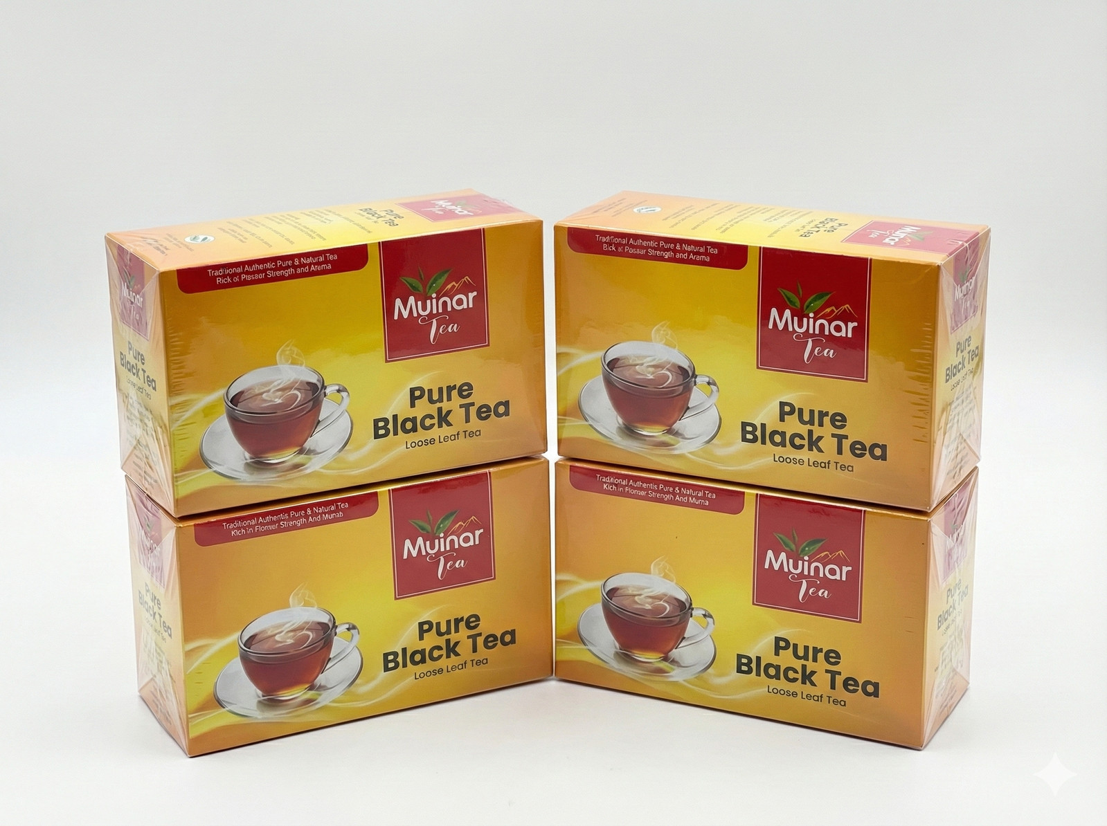 4x Muinar 130g Pure Black Tea – Loose Leaf (520g Total)