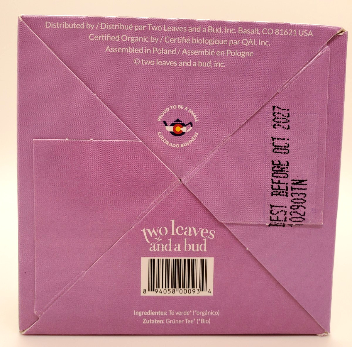 Two Leaves and a Bud Organic Jasmine Petal Tea, 15 Sachets-2 Pack Light Caffeine