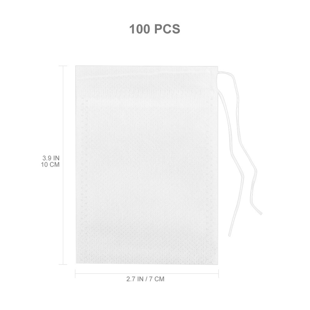 100 Pcs Drawstring Non Woven Tea Filter Bags Empty Bags for Loose Leaf Tea