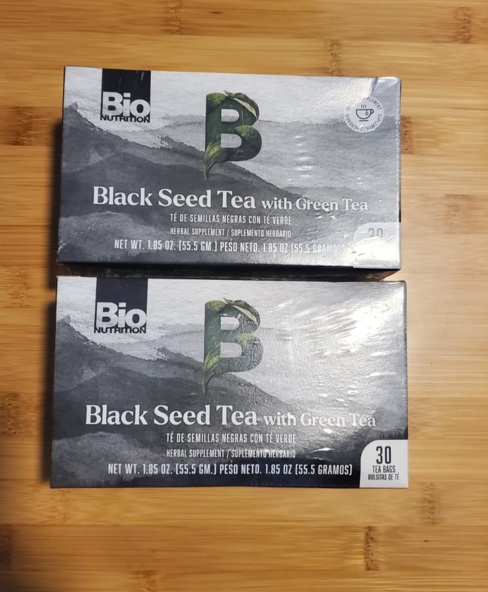 Bio Nutrition Black Seed Tea w/ Green Tea 30 Bags x2 Exp 10/2026