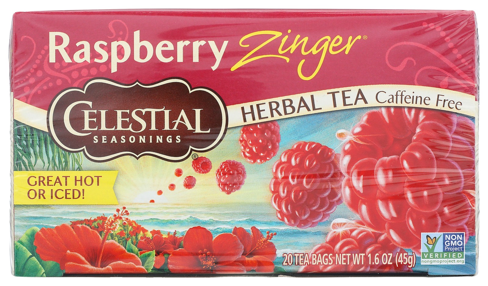 Raspberry Zinger Herbal Tea By Celestial Seasonings 20 Bags 6 Pack