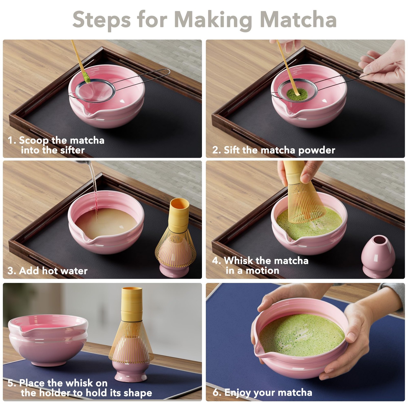7 Pcs Matcha Whisk Set, Perfect Matcha Kit for Matcha Lovers Includes Ceramic…