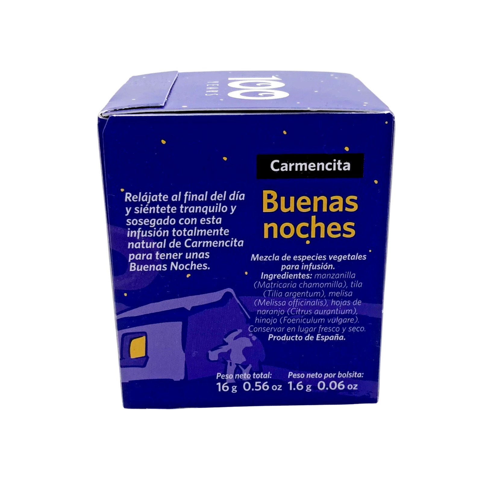 Carmencita Happy Nights Herbal Tea Relaxing Bedtime Blend 10 Tea Bags