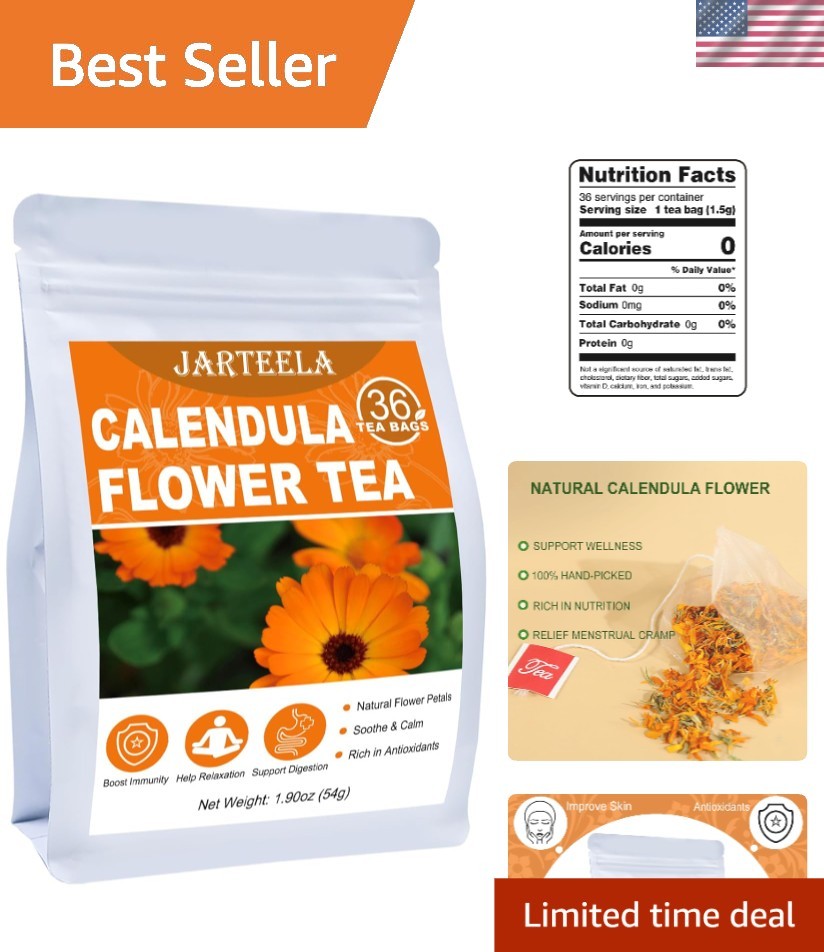 Calendula Tea Bags, 36 Count – Natural, Caffeine-Free Infusion for Soothing Sip