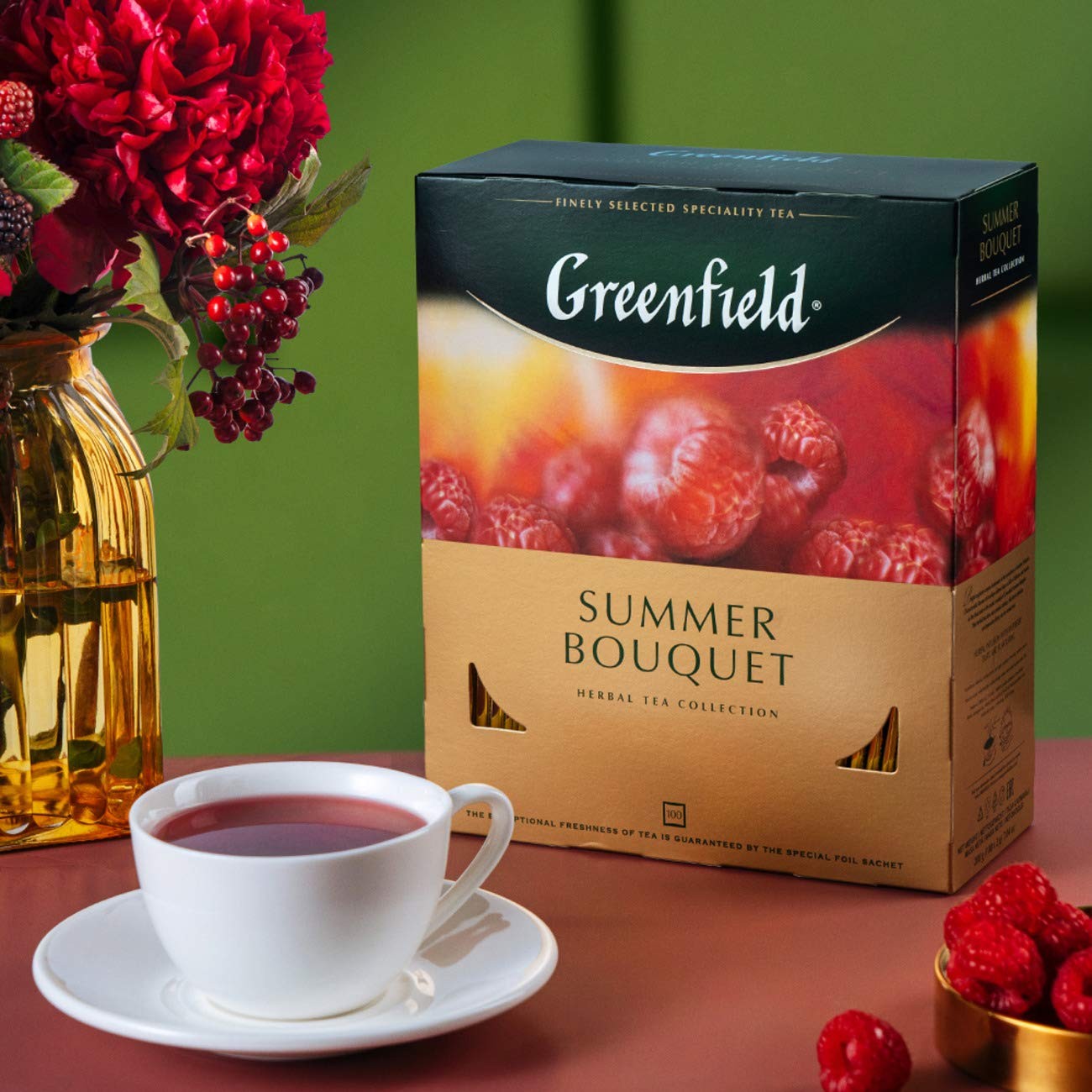 Greenfield Summer Bouquet Herbal Tea – 100 Individually Wrapped 100 Count