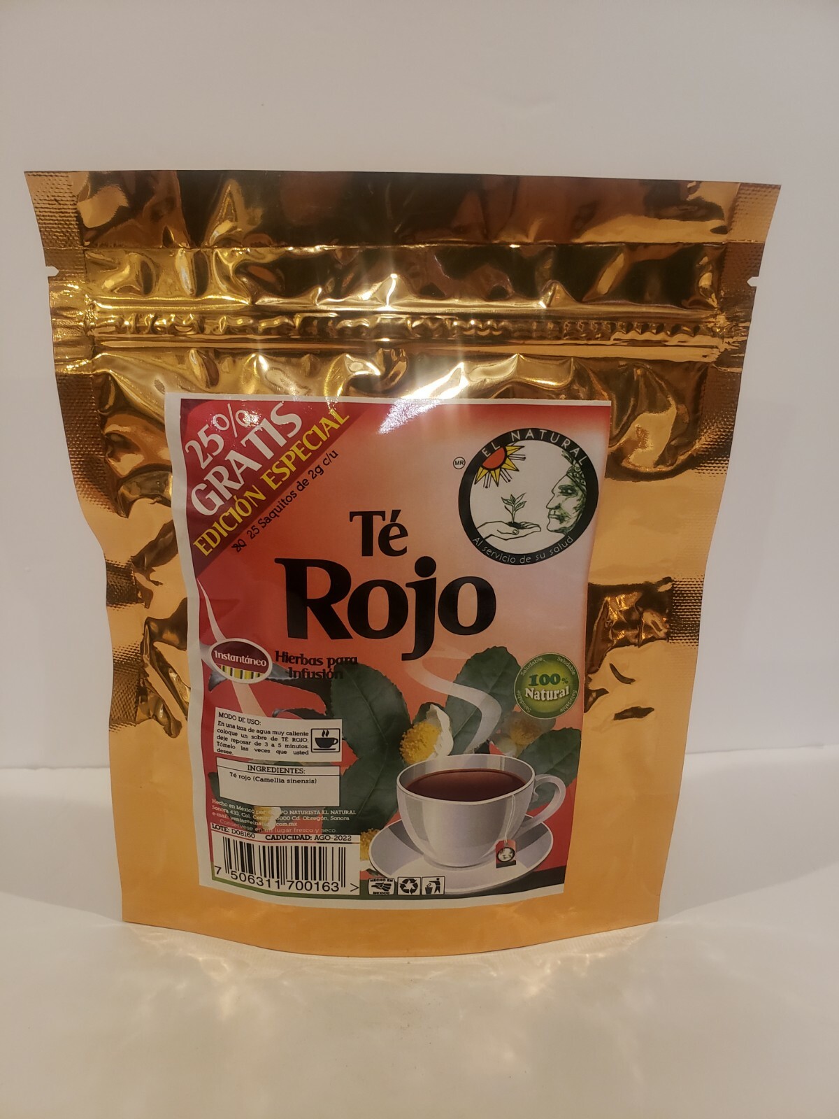 TE ROJO RED TEA 25 SOBRES/BAGS “Estimula Digestion,Disminuye Lipidos/Colesterol”