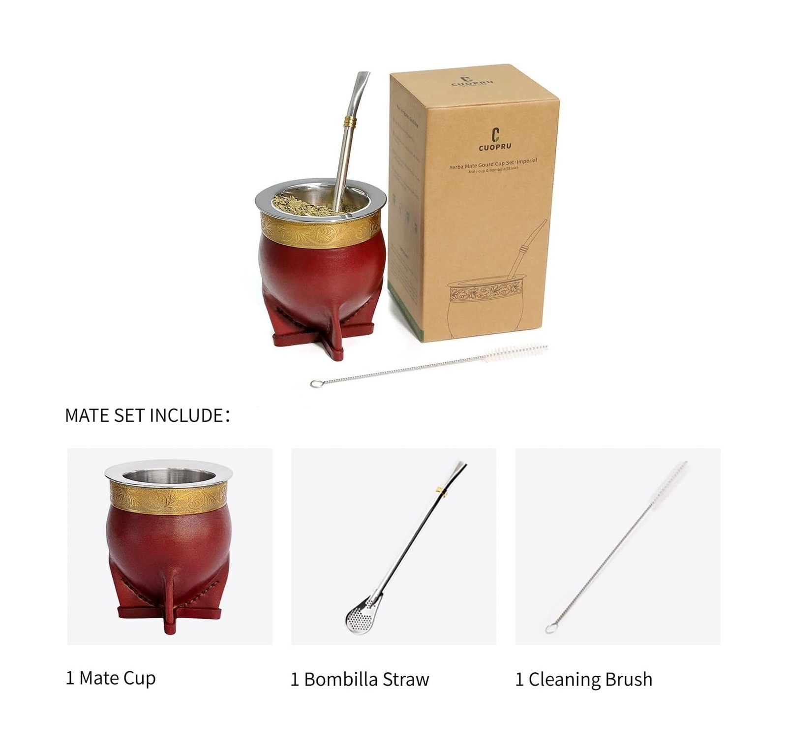 304 Stainless Steel Argentina Yerba Mate Cup With Straw Tea Gourd Mug One Bom…
