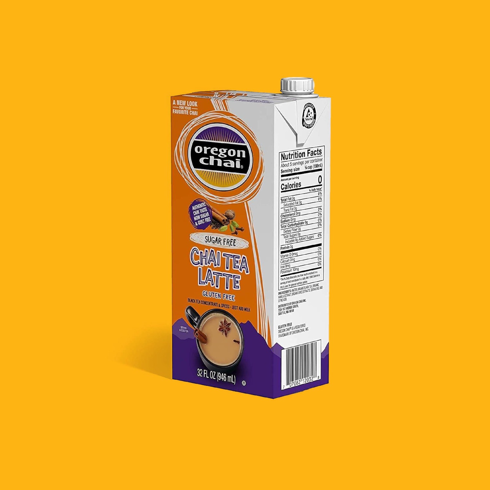 Oregon Chai Sugar Free 32 Fl Oz (Pack of 6), Tea