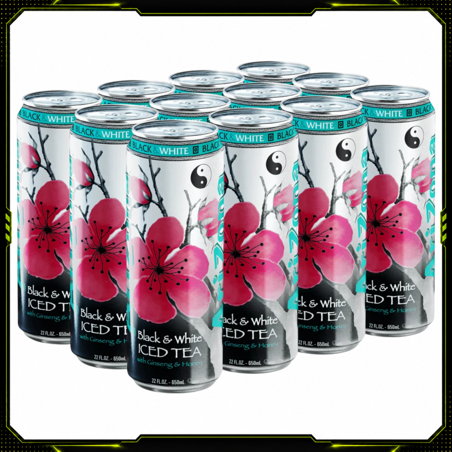 24x Cans Arizona Black & White Tea 22oz Big Can Drink Bulk Pack Real Honey