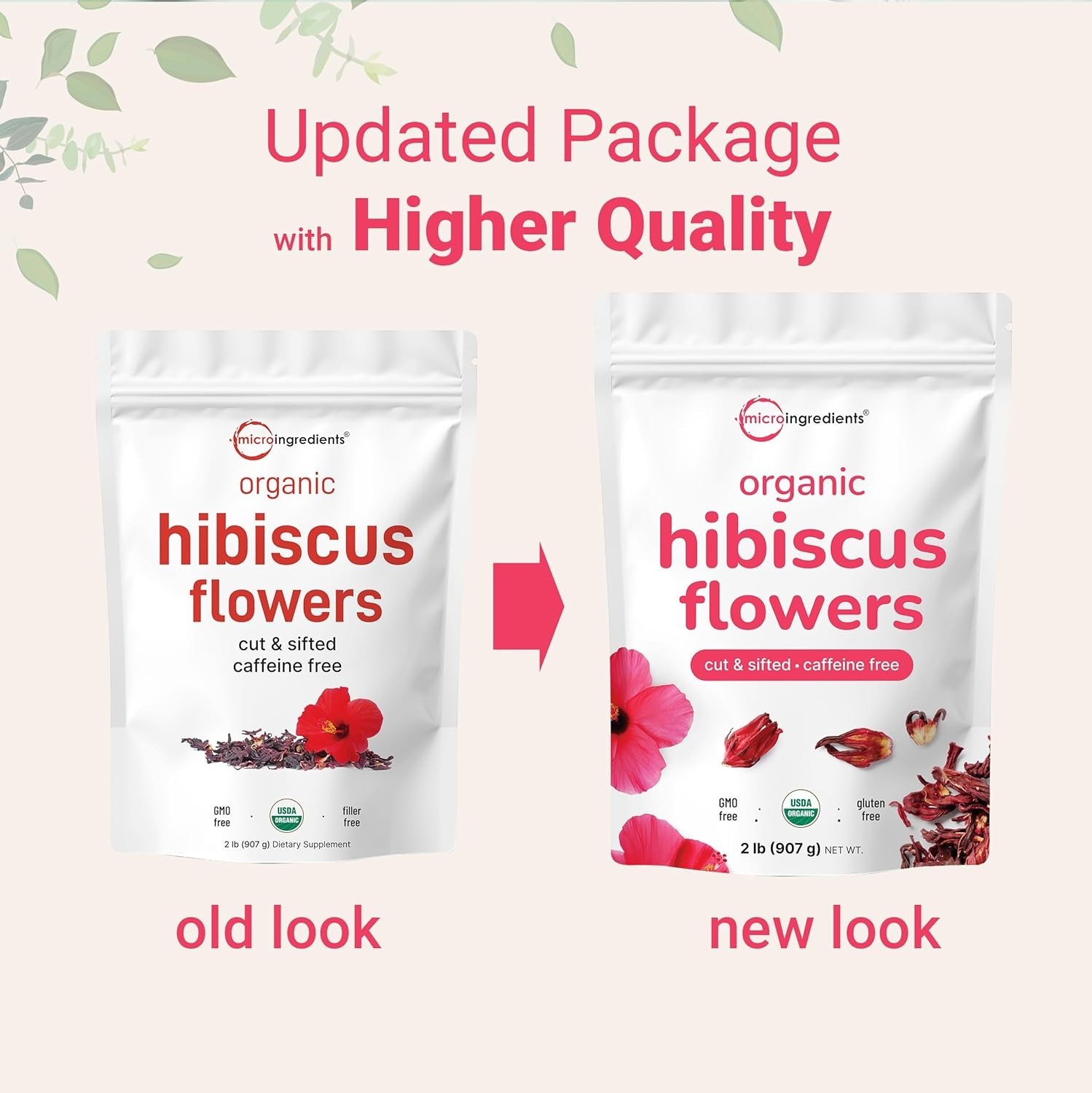 USDA Organic Hibiscus Flowers – 2lbs Cut & Sifted – Perfect for Hot or Iced Tea