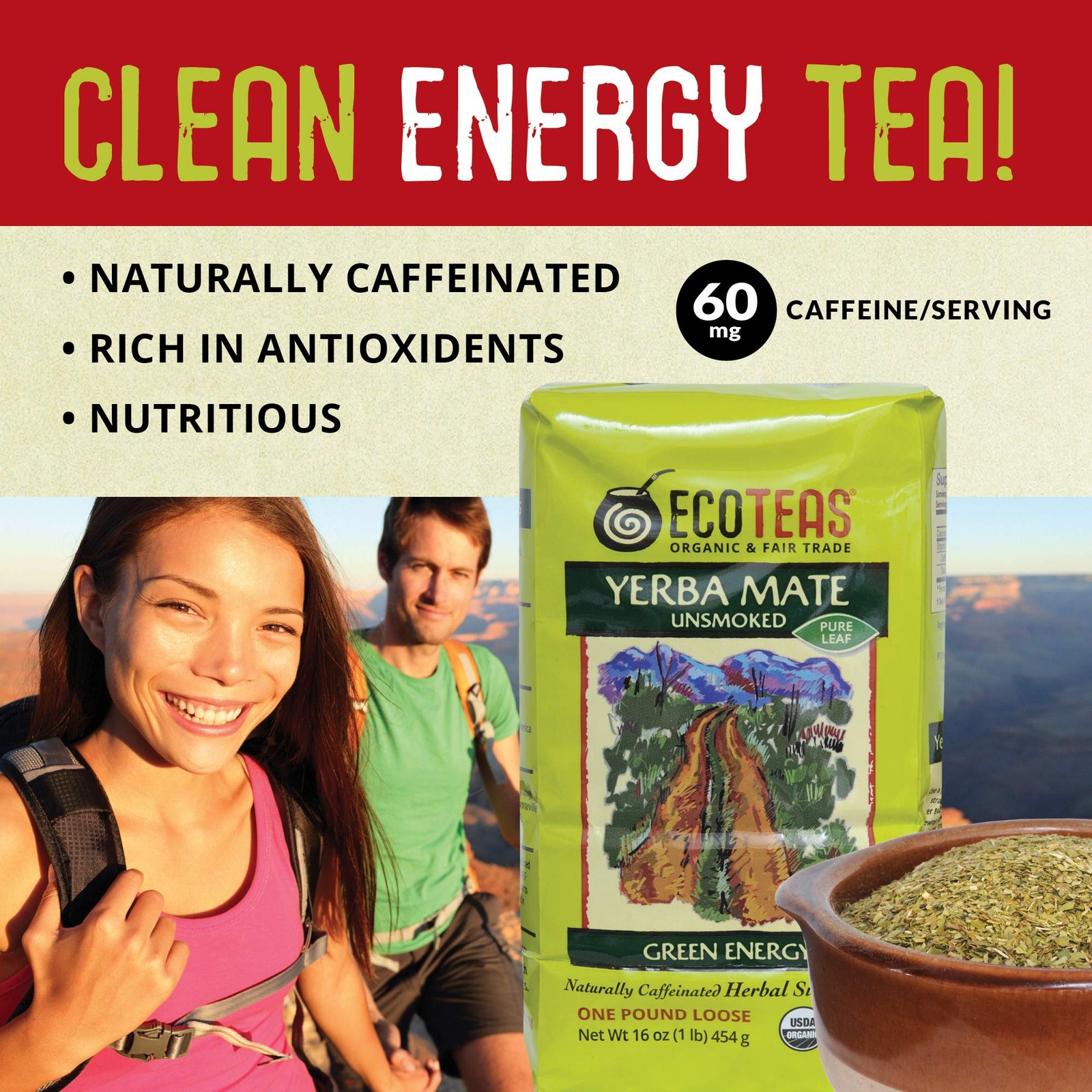 Organic Yerba Mate Loose Leaf Tea – Natural Energy & Detox Herbal Tea – Caffe…