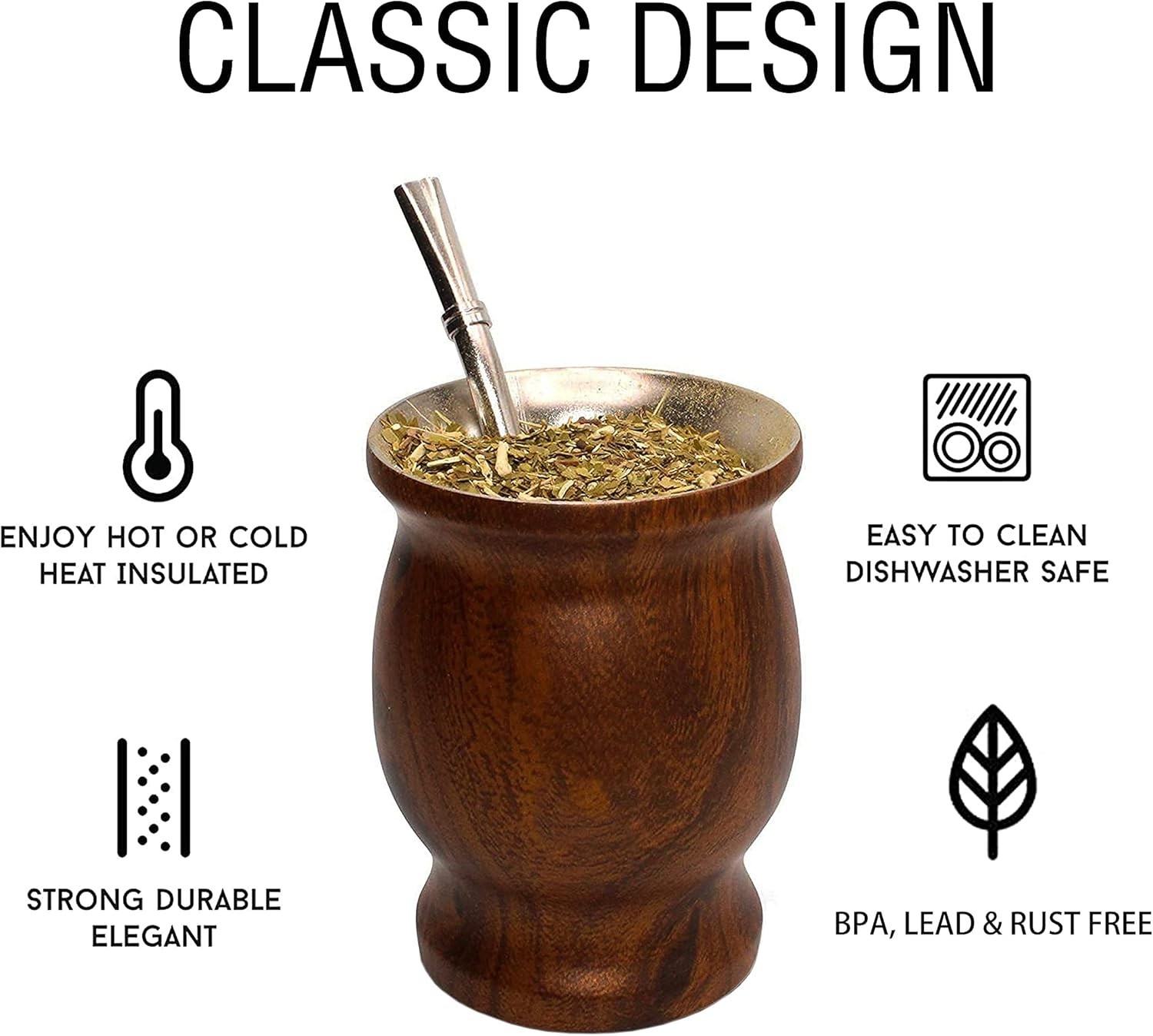 Yerba Mate Gourd Set (Original Natural Handmade Yerba Mate Cup Argentina) – Incl