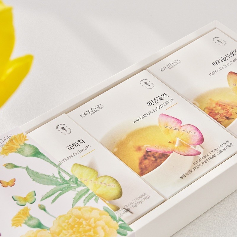 Kkokdam Butterfly Tea Bag Gift Set-Yellow (3 flavor*3ea)