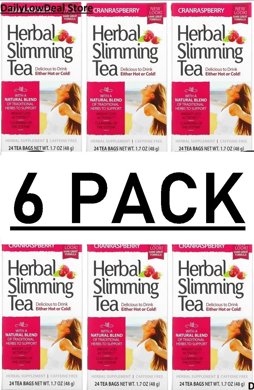 5 PACK – 21st Century Herbal Slimming Tea Cranraspberry 24 Tea Bags FREE SHIP