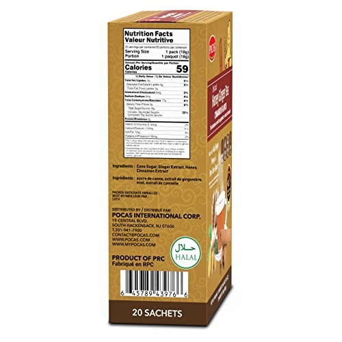 Pocas Honey Ginger Tea, Cinnamon, 18 Grams, 20 Bags (Pack of 2)