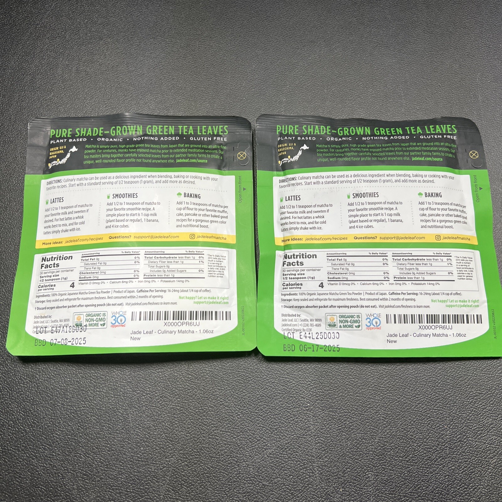 2x Jade Leaf Organic Matcha Green Tea Powder Japanese Origin Premium 1.06oz