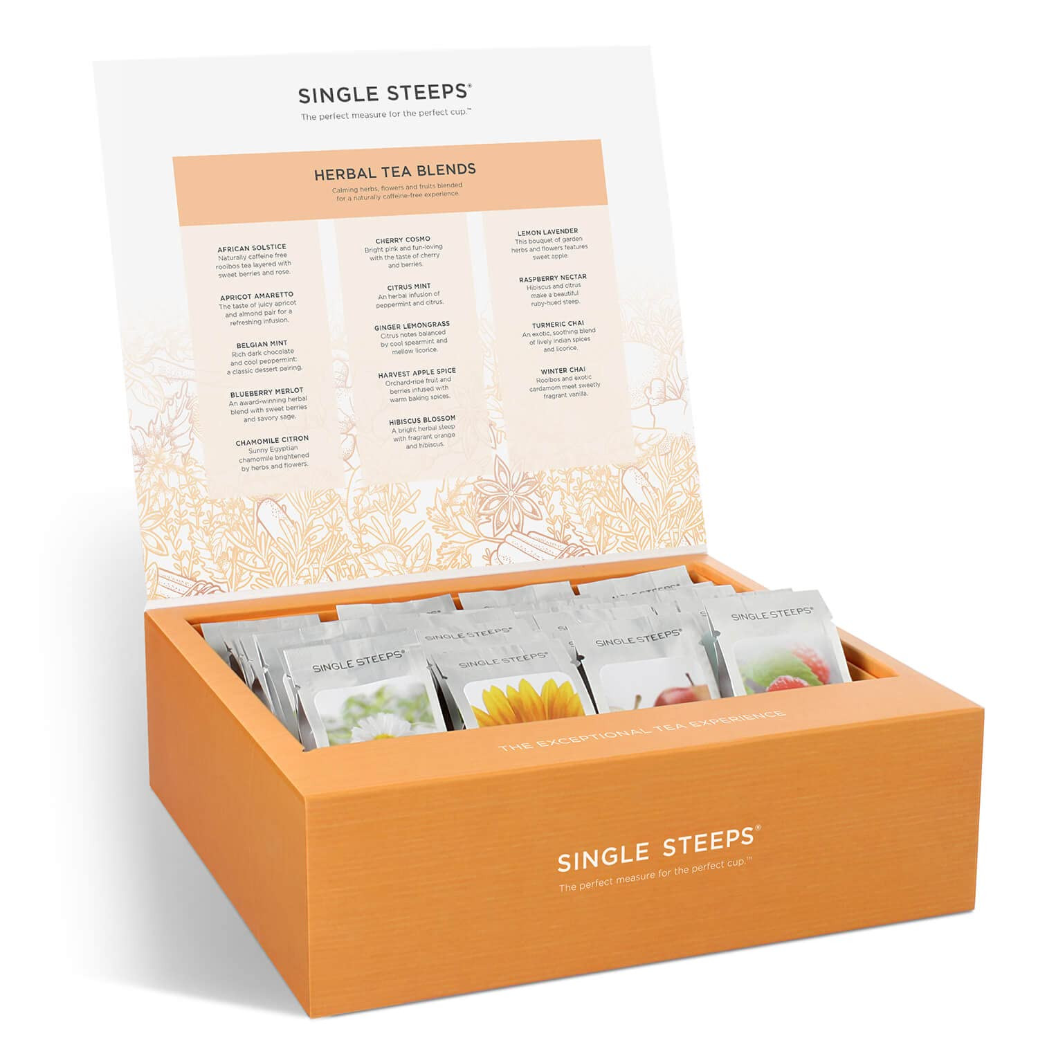 Herbal Tea Assortment Single Steeps Loose Leaf Premium Tea Gift Set Sampler, 28