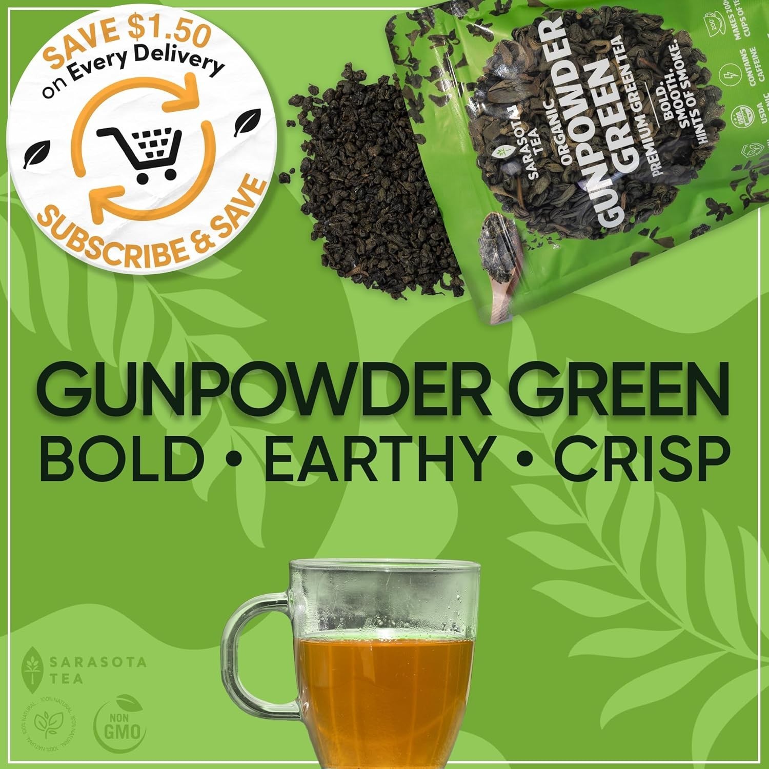 Loose Leaf Gunpowder Green Tea – Earthy Flavor, Ginger & Lemon Peel Infused
