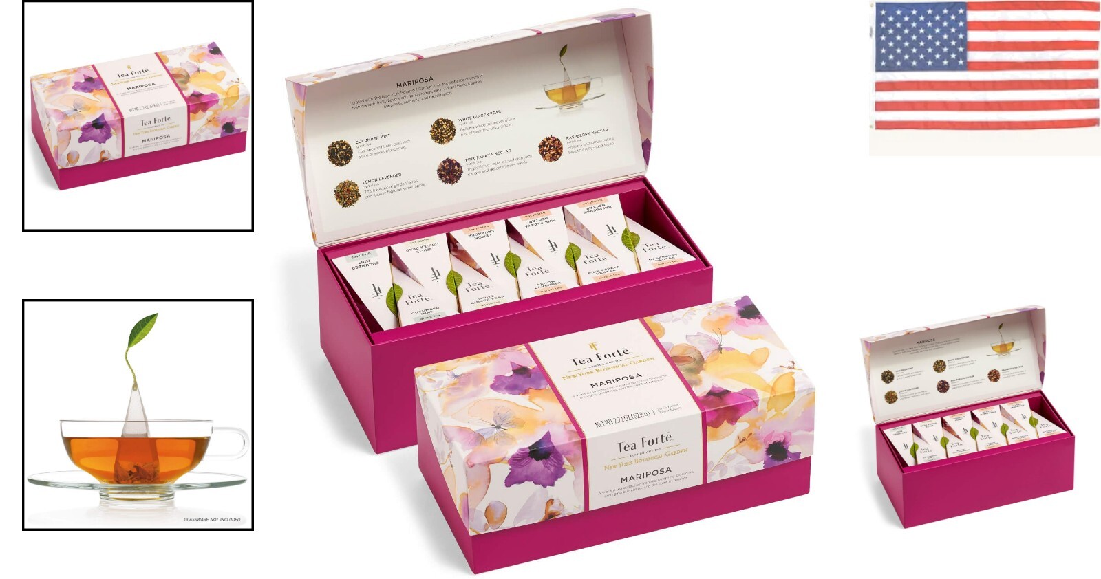 Luxurious Mariposa Tea Sampler Variety Set – 20 Pyramid Infuser Bags in Gift Box