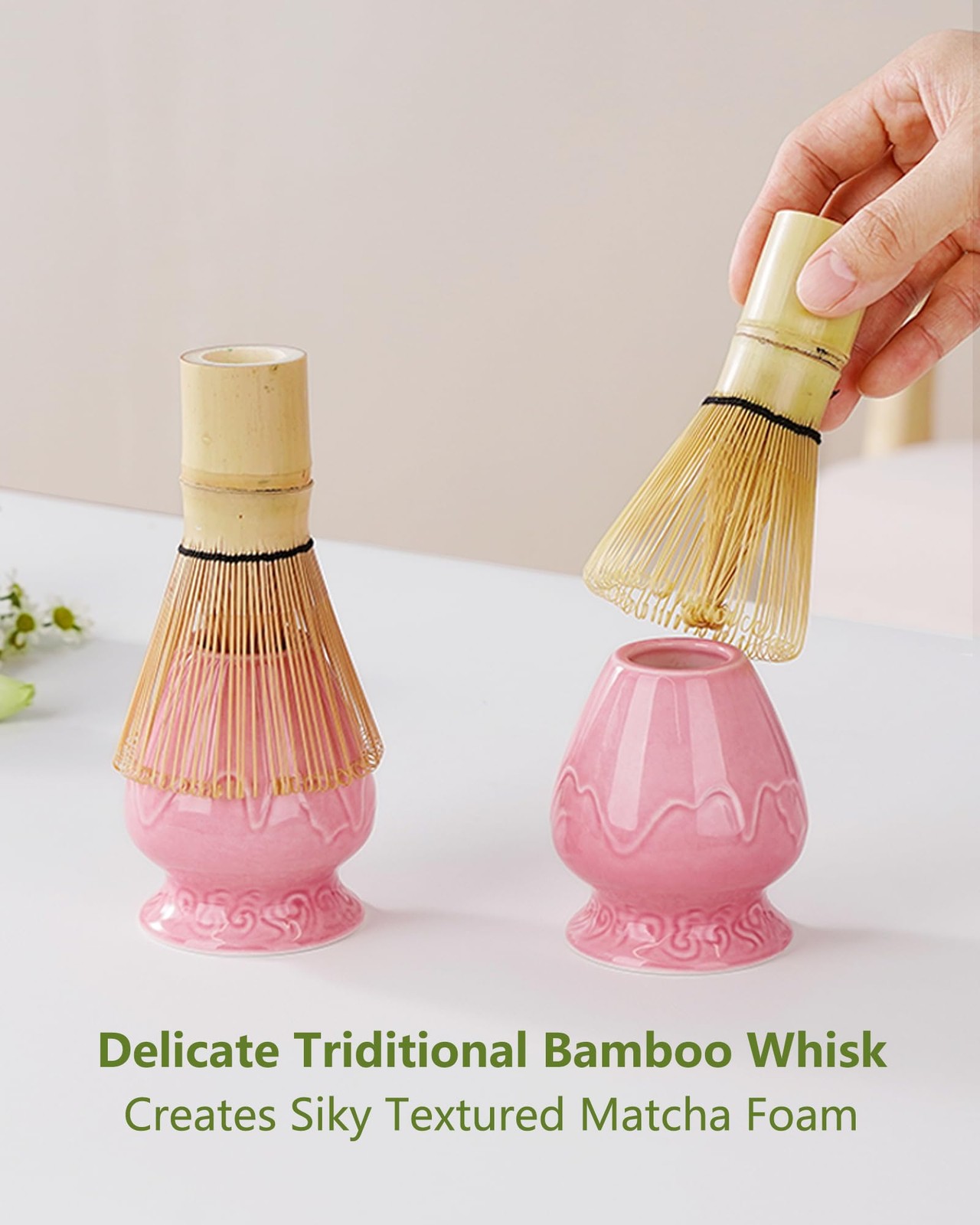 Matcha Whisk Set, 6pcs Matcha Set Pink Includes 15oz Ceramic Bowl and Whisk (…