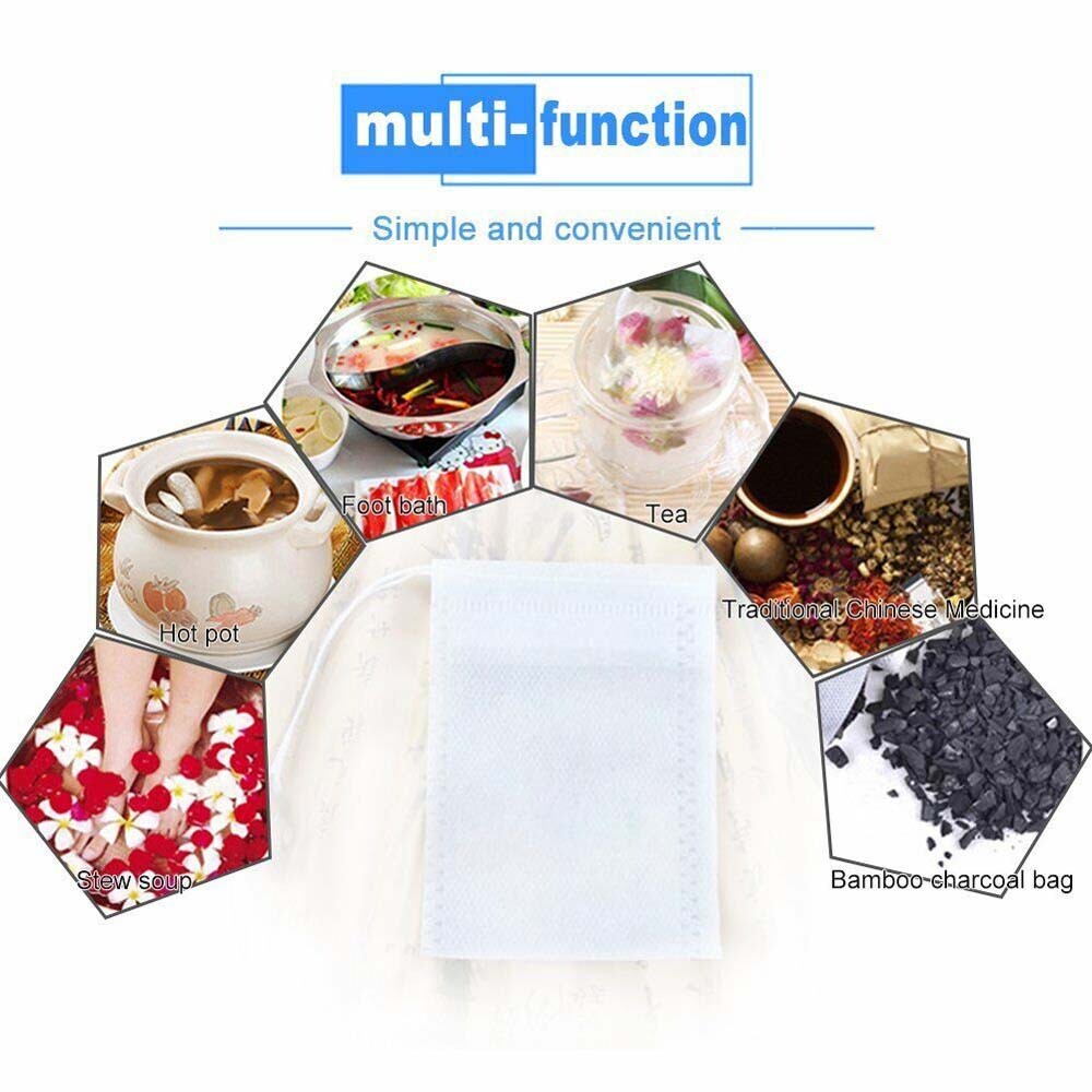 100 pcs Non-woven Disposable Empty Teabags Loose Herbs Tea Bags with Drawstring
