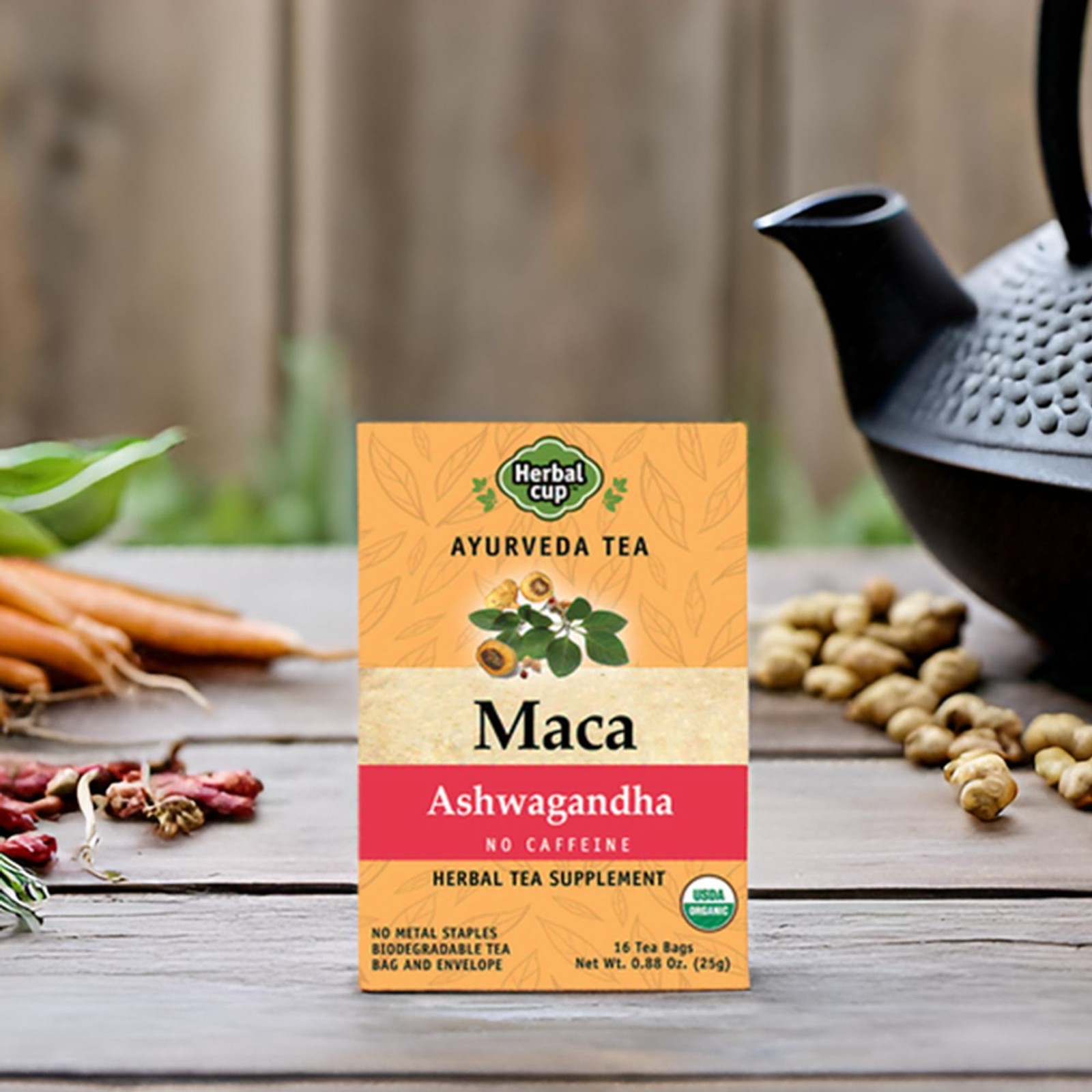 Herbal Cup Ayurveda Maca Tea, Organic Ashwagandha, No 16 Count (Pack of 1)