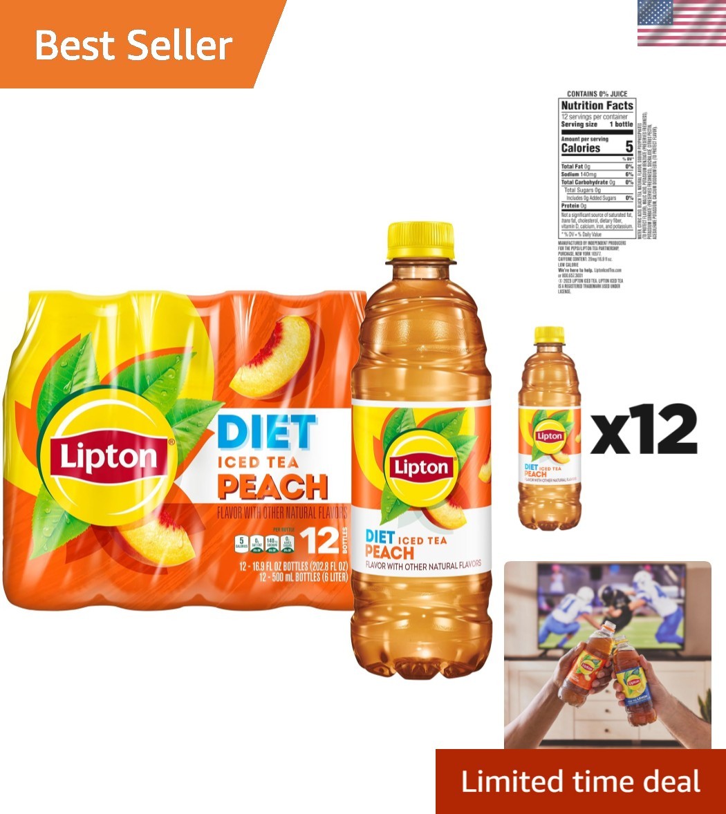 Refreshing Diet Peach Iced Tea, 16.9 Fl Oz Bottles – Sugar-Free & Allergen-Free
