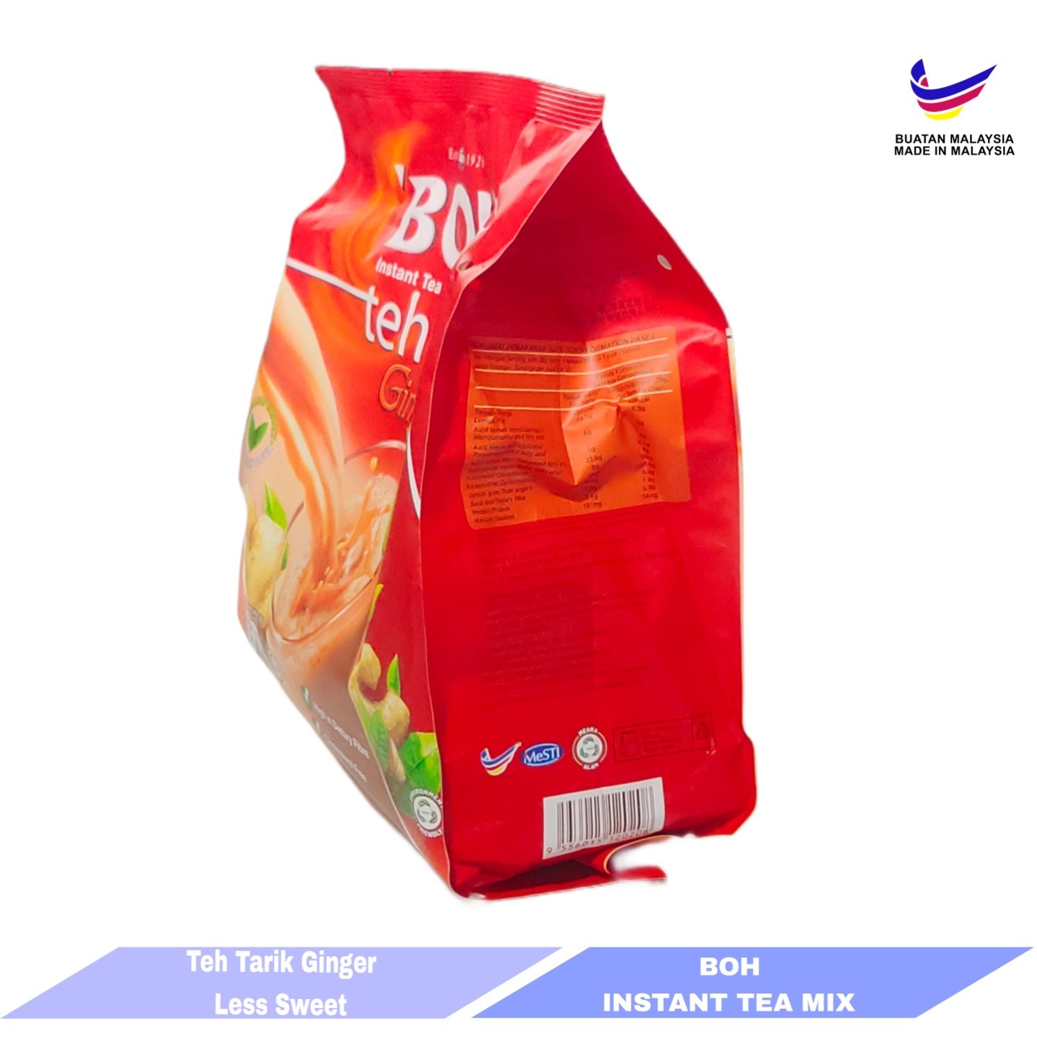 BOH 3 in 1 Teh Tarik Ginger Less Sweet 12 Sticks x 26g Malaysian Milk Tea