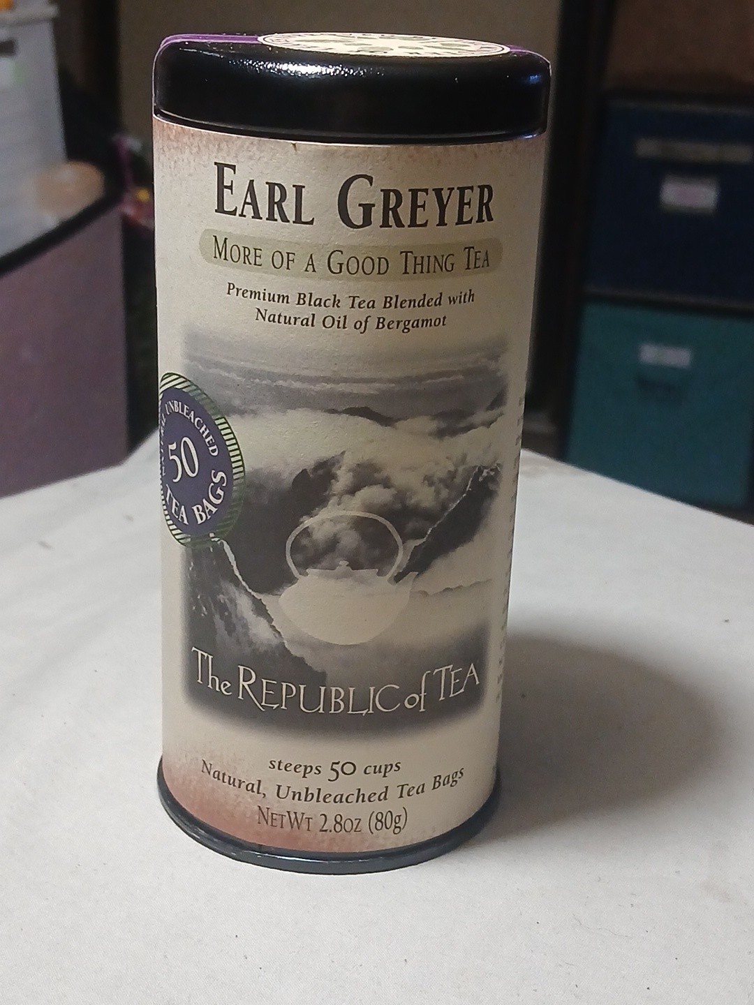 The Republic of Tea – Earl Greyer Black Tea Tin, 50 Tea Bags, Naturally Caffeina