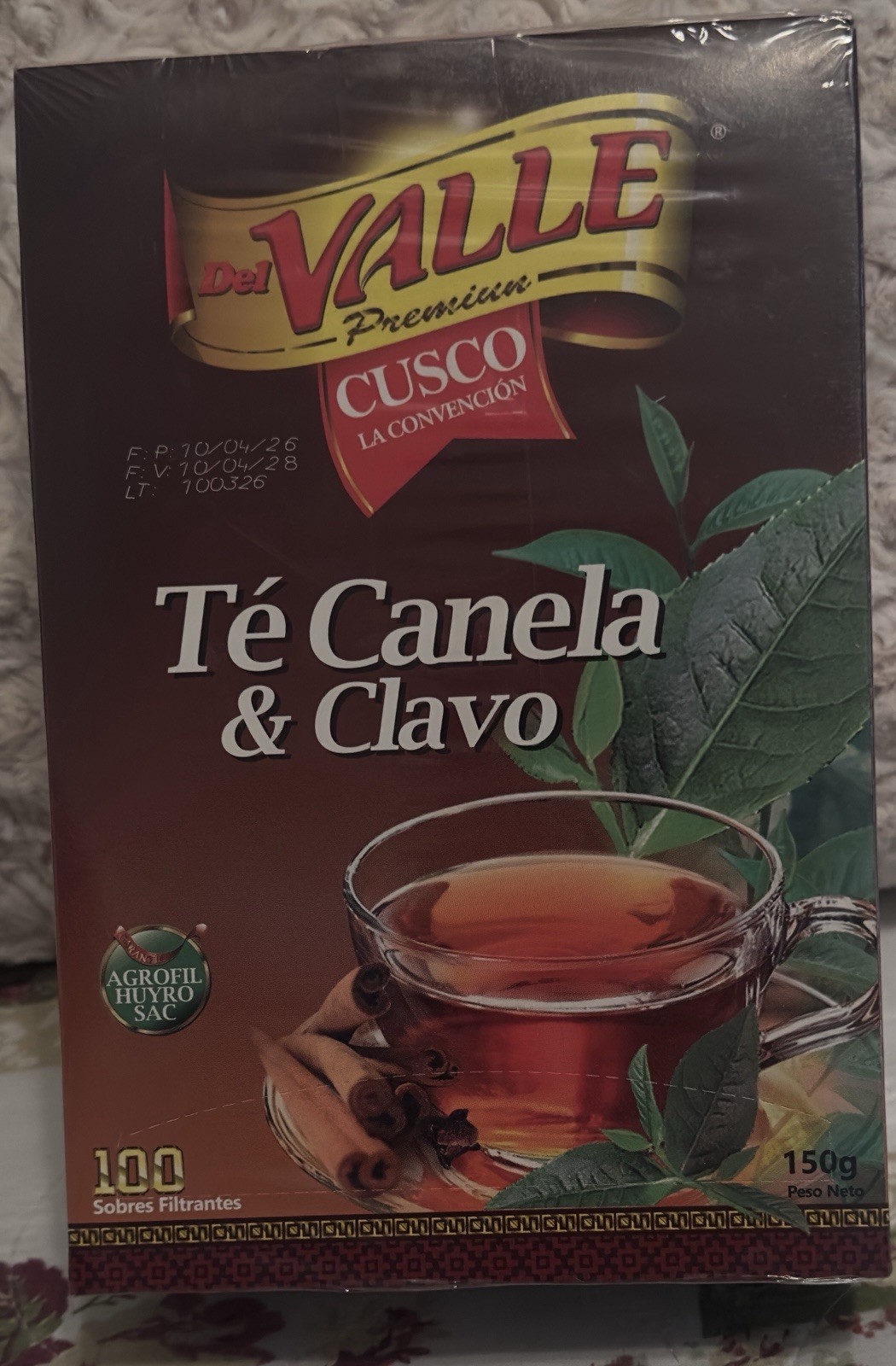 Del Valle Premium Té Canela Clavo, Exp 01/04/2028 100 Sobres Filtrantes.