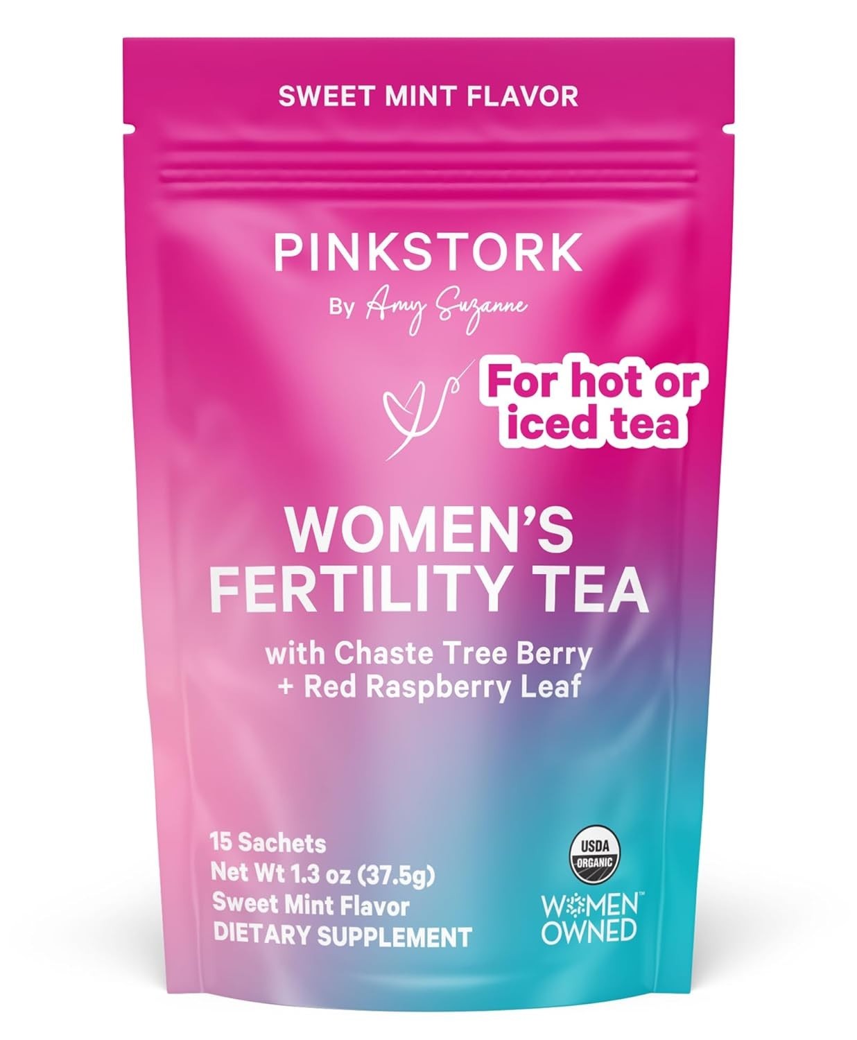 Organic Fertility Tea – Caffeine-Free Sweet Mint for Hormone Balance, 15 Sachets