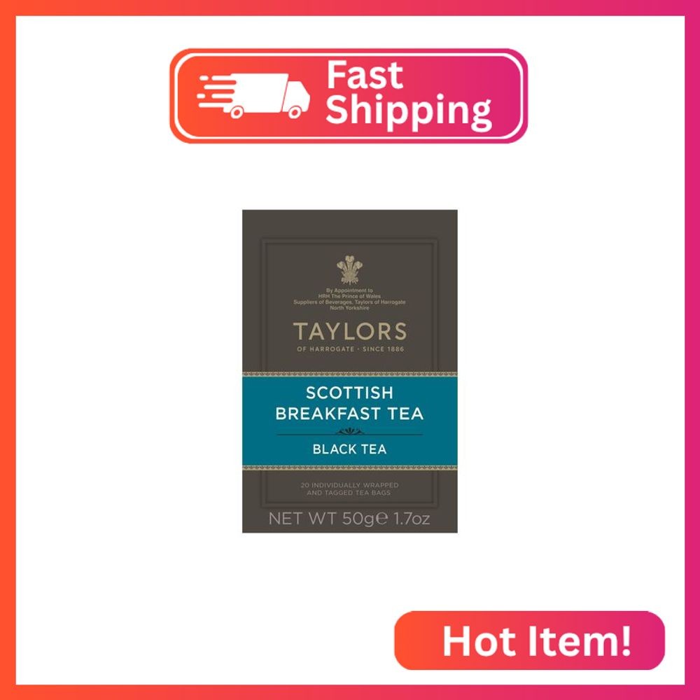 Taylors of Harrogate Scottish Breakfast Black Tea Individually Wrapped Bags, 20