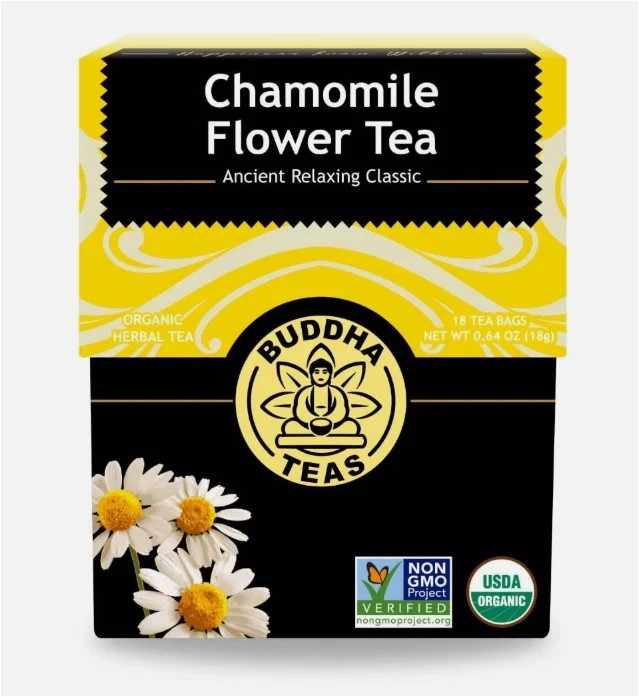 Buddha Teas Chamomile Flower Tea 18 Count Caffeine Free Organic Herbal Blend